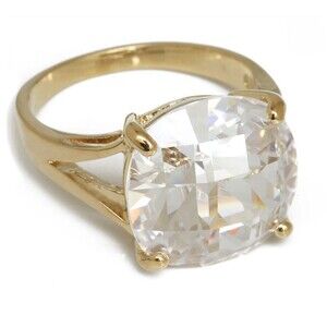 Vintage Hollywood CZ Statement Ring Barbara Stanwyck Inspired Gold Tone 14.48 CT